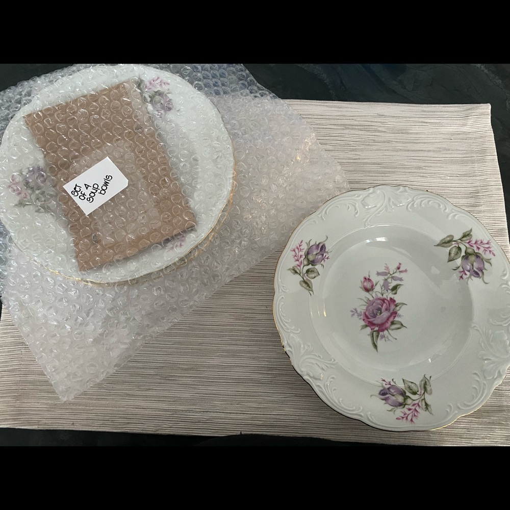 Soup Bowl with Floral Designs